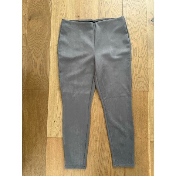 2 Pairs Chico's Vegan Suede Elastic Waist Leggings Gray and Tan 2R (US 12R) - Picture 2 of 11